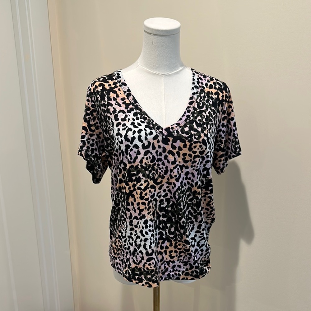 Veronica Beard Black and White Relaxed Short Sleeve Tee